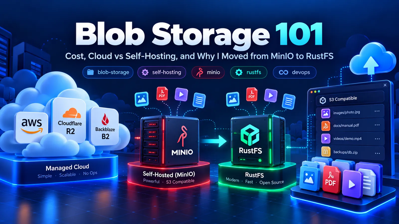 Blob Storage 101: Cost, Cloud vs Self-Hosting, and Why I Moved from MinIO to RustFS